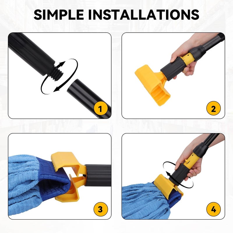BeiLan Mop Handle Commercial Heavy Duty - 57 Inch Industrial Metal Mop Stick with Jaw Clamp Replacement for Floor Cleaning - Professional Gripper Mops Head Replacement Holder - Image 3